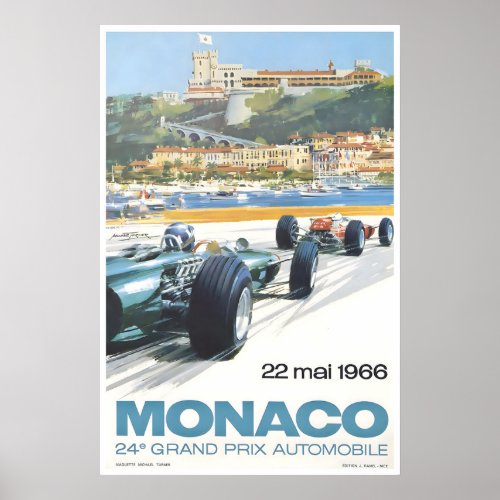 Monaco Poster Auto Racing Art Racecar Print