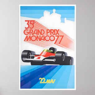 Monaco Racing Poster Racecar Art 1977 Print Grand