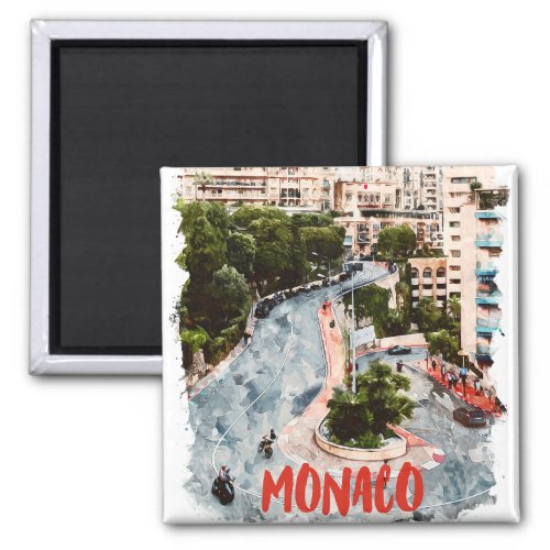 Monaco Retro Race Track French Riviera Travel  Magnet