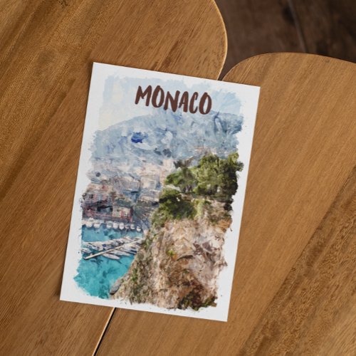 Monaco Retro Travel Port View Postcard