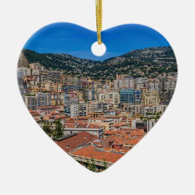 Monaco Skyline Ceramic Ornament (Front)