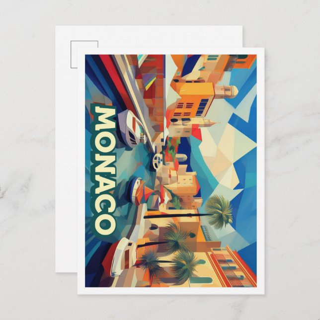 Monaco Travel artistic colorful Postcard (Front/Back)