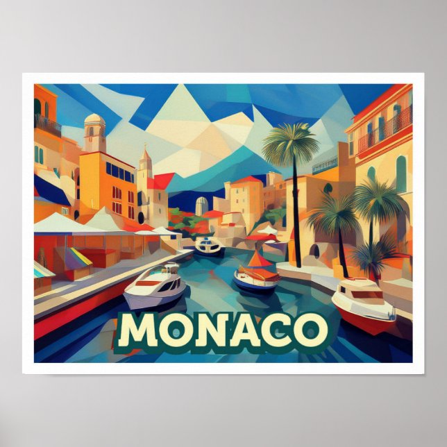 Monaco Travel artistic colorful Poster (Front)