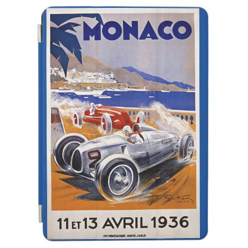 Monaco travel poster 1936 auto race iPad air cover