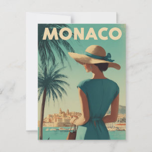 Monaco vintage fashion postcard