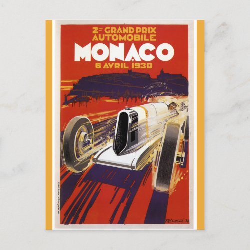 Monaco Vintage Grand Prix Travel Postcard