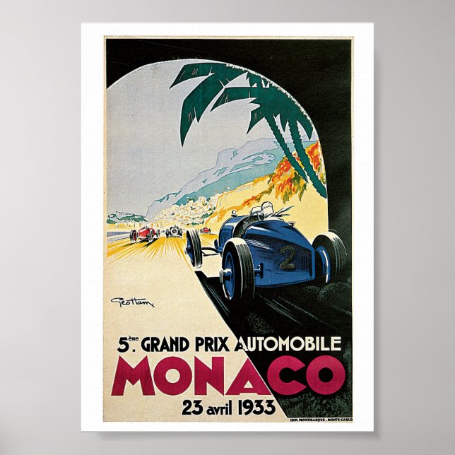 Monaco Vintage Travel Poster (Front)
