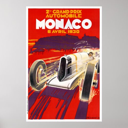 Monaco Vintage Travel Poster Restored