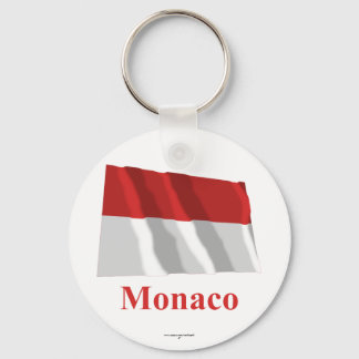 Monaco Waving Flag with Name Keychain