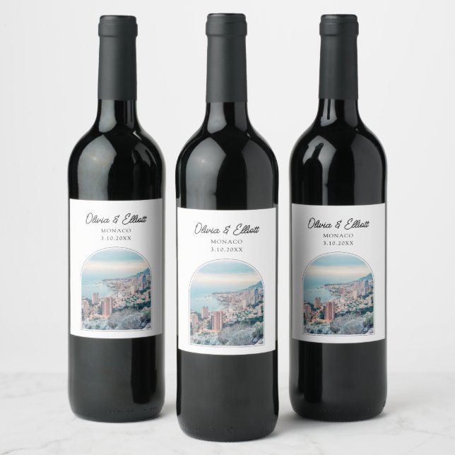 Monaco Wedding Wine Label (Bottles)