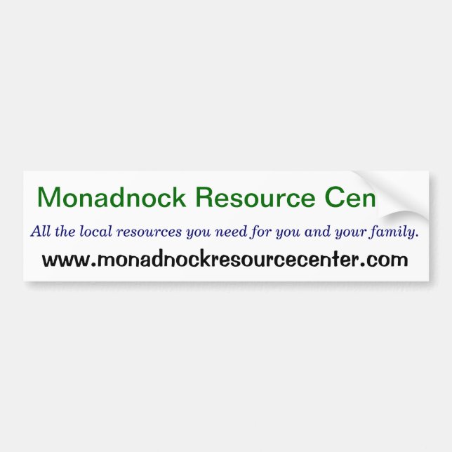 Monadnock Resource Center Bumper Sticker (Front)
