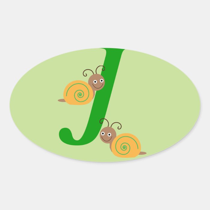 Monagram letter J brian the snail oval stickers