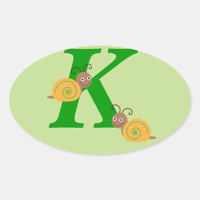 Monagram letter K brian the snail oval stickers