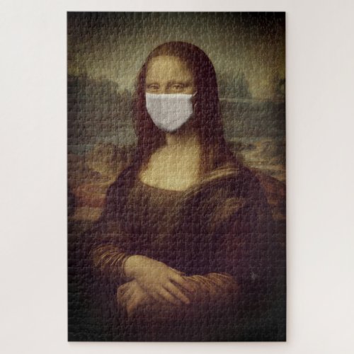 Monalisa with mask vintage adult 1000 pieces jigsaw puzzle