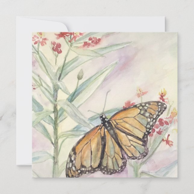 Monarch and Milkweed Invitation (Front)