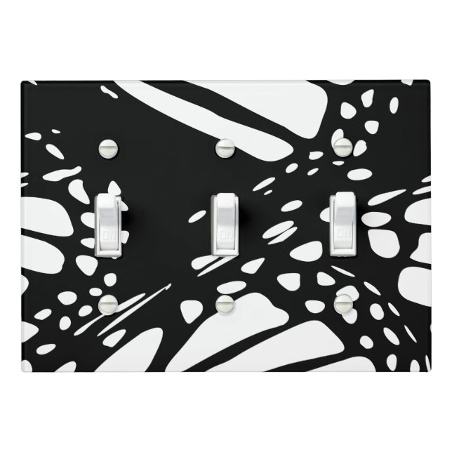 Monarch Butter Design - Black&White - Light Switch Cover (In Situ)