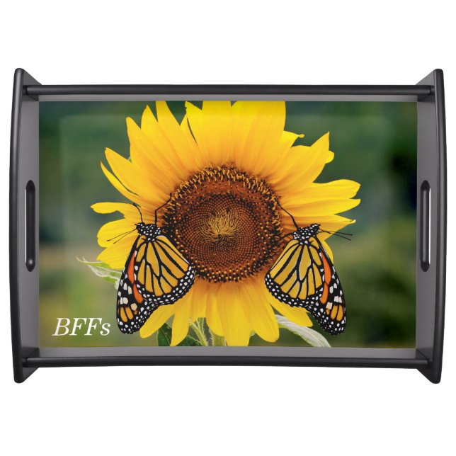 Monarch Butterfies on Sunflower Serving Tray (Front)