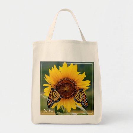 Monarch Butterfies On Sunflower Tote Bag