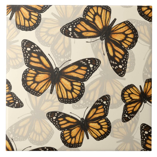 Monarch butterfles ceramic tile (Front)