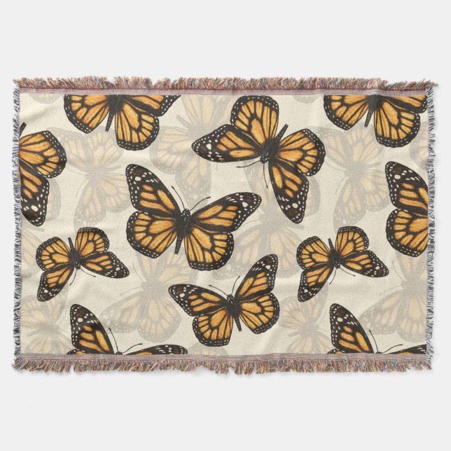 Monarch butterfles throw blanket (Front)