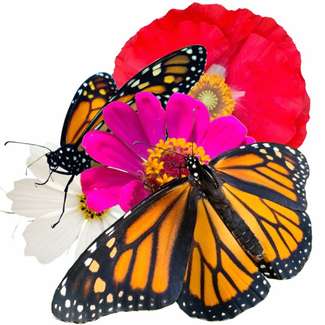 Monarch Butterflies and Flowers Sculpture (Front)