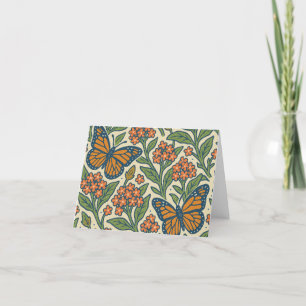Monarch Butterflies and Milkweed Flowers Letterpress Thank You Card