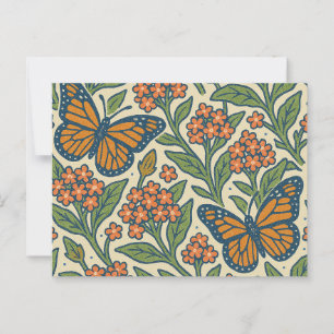 Monarch Butterflies and Milkweed Flowers Postcard