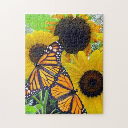 Monarch Butterflies and Sunflowers Jigsaw Puzzle
