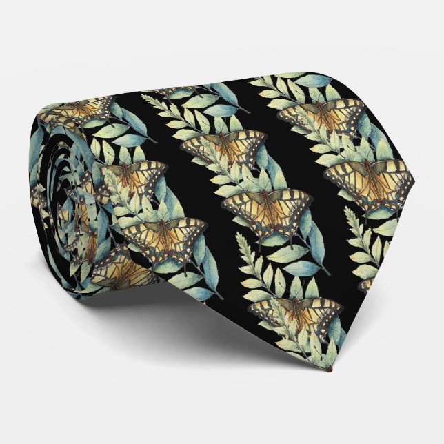 Monarch Butterflies Beautiful Black   Neck Tie (Rolled)