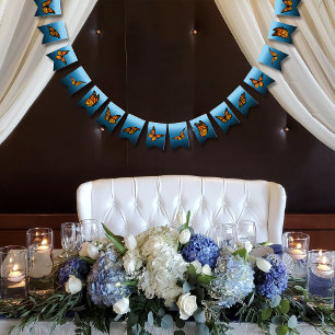Monarch Butterflies Blue Ombre Bunting Flags