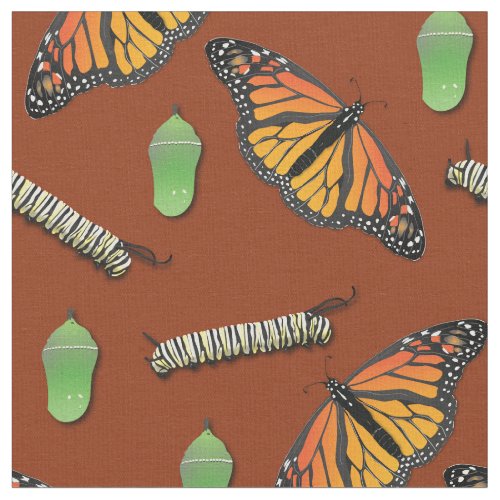 Monarch Butterflies Caterpillars Fabric