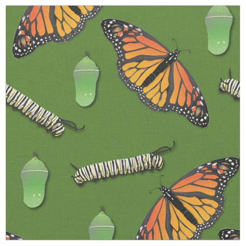 Monarch Butterflies Caterpillars Fabric