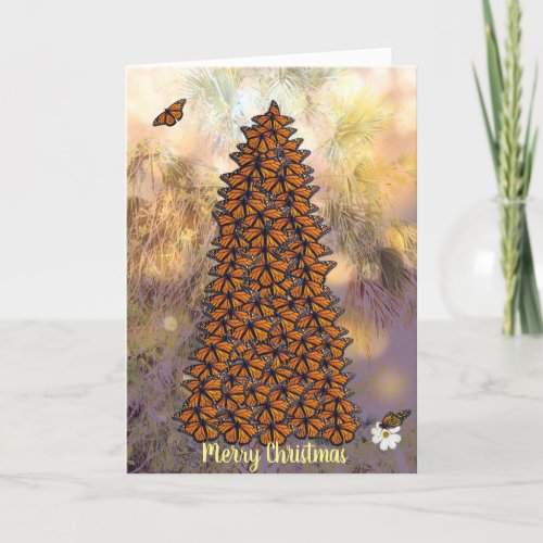 Monarch Butterflies Christmas Tree Card