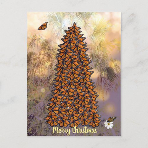 Monarch Butterflies Christmas Tree Holiday Postcard