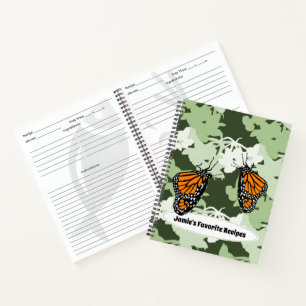 Monarch Butterflies Custom Name Favorite Recipe Notebook