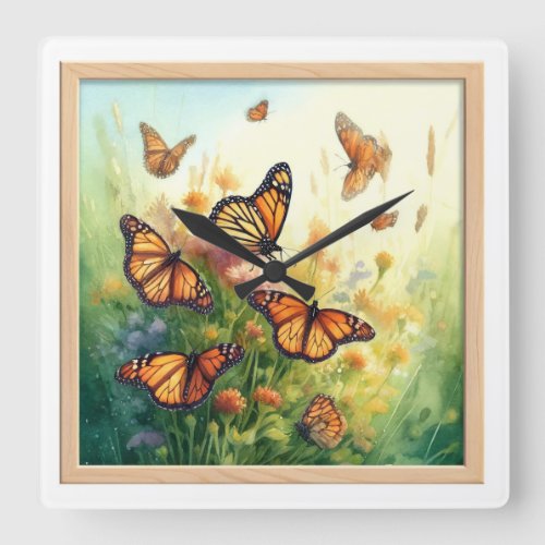 Monarch Butterflies in the Meadow REF272 _ Waterco Square Wall Clock