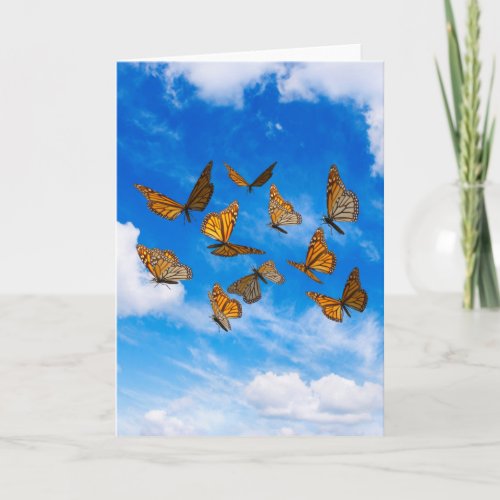Monarch butterflies in the sky card