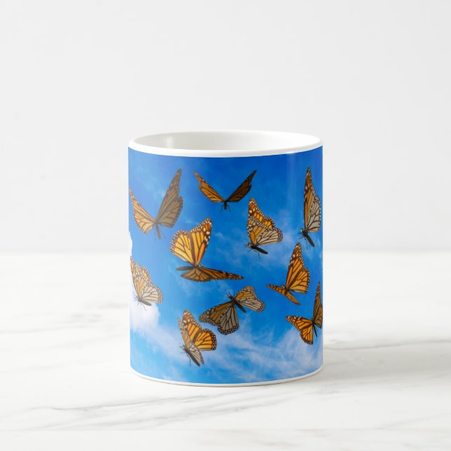 Monarch butterflies in the sky coffee mug (Center)