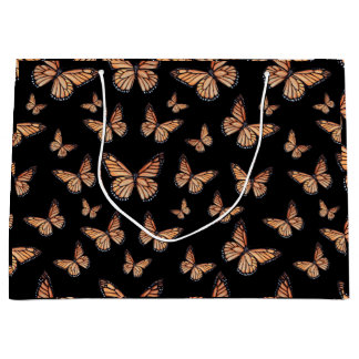 Monarch Butterflies on Black Large Gift Bag