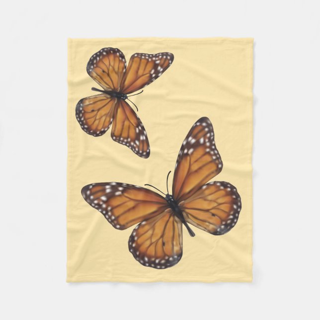 Monarch Butterflies on Peach Fleece Blanket (Front)
