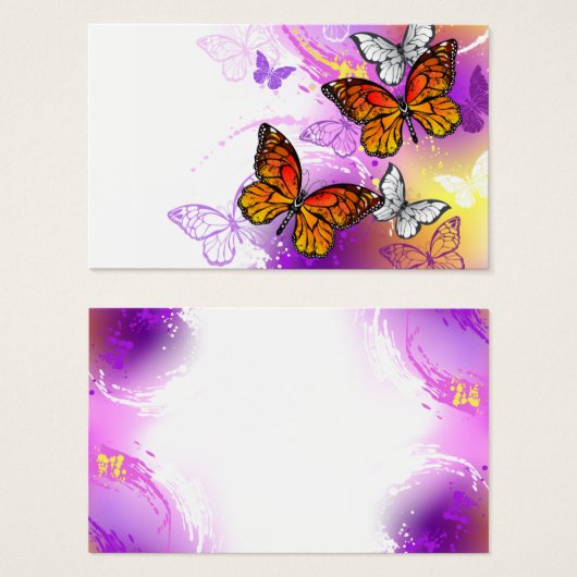 Monarch Butterflies on Purple Background (Front & Back)