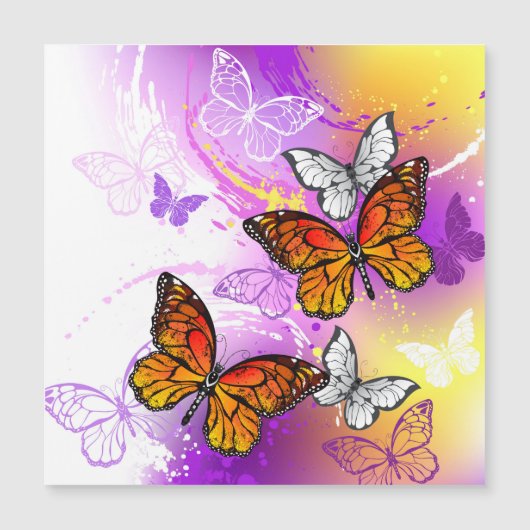 Monarch Butterflies on Purple Background (Front)