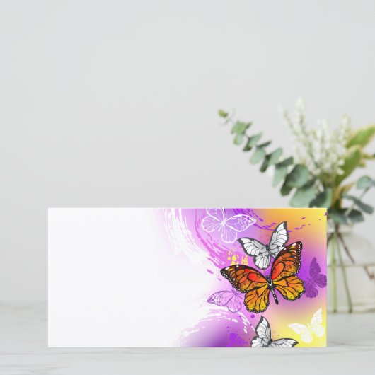 Monarch Butterflies on Purple Background (Standing Front)
