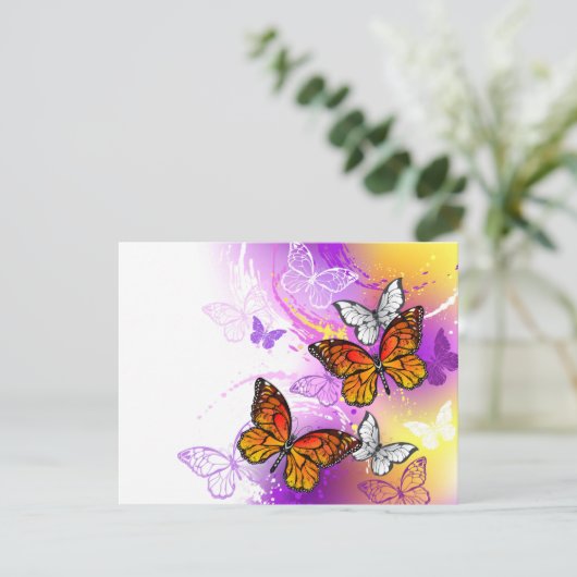 Monarch Butterflies on Purple Background (Standing Front)