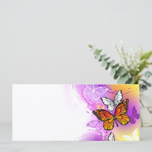 Monarch Butterflies on Purple Background (Standing Front)