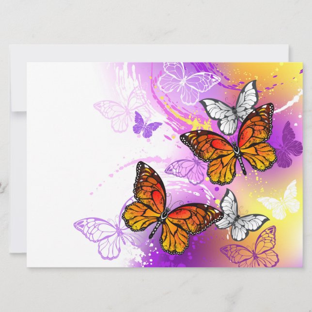 Monarch Butterflies on Purple Background (Front)