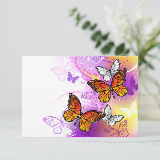 Monarch Butterflies on Purple Background (Standing Front)
