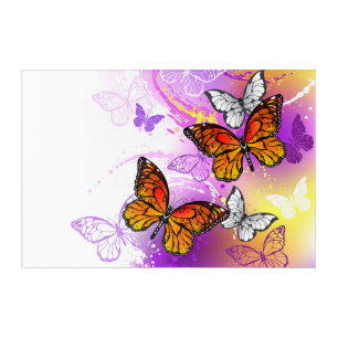 Monarch Butterflies on Purple Background Acrylic Print