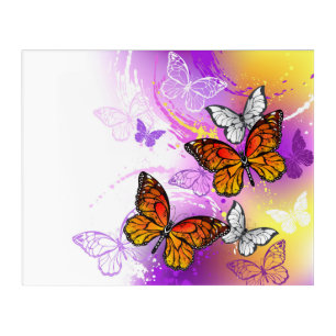 Monarch Butterflies on Purple Background Acrylic Print