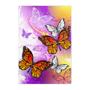Monarch Butterflies on Purple Background Acrylic Print